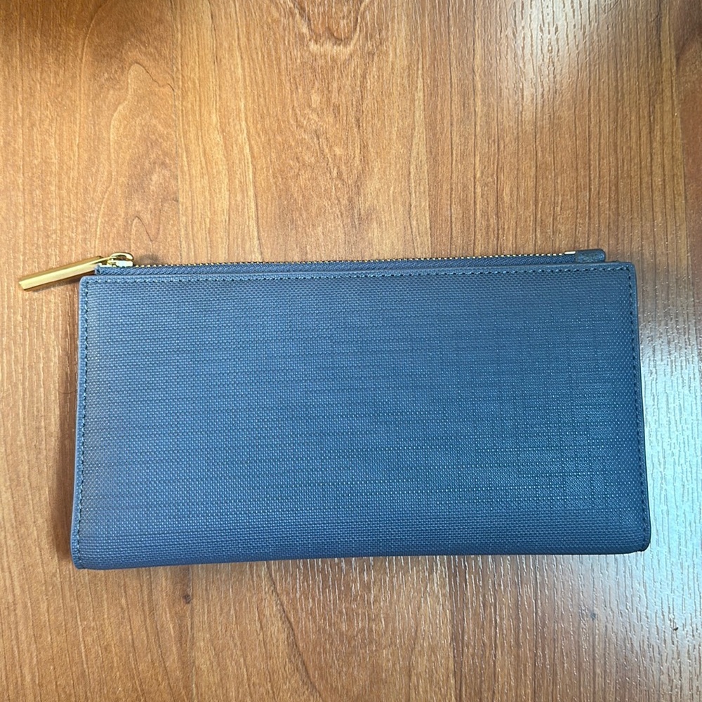 Dagne Dover Blue Wallet with Gold Zipper